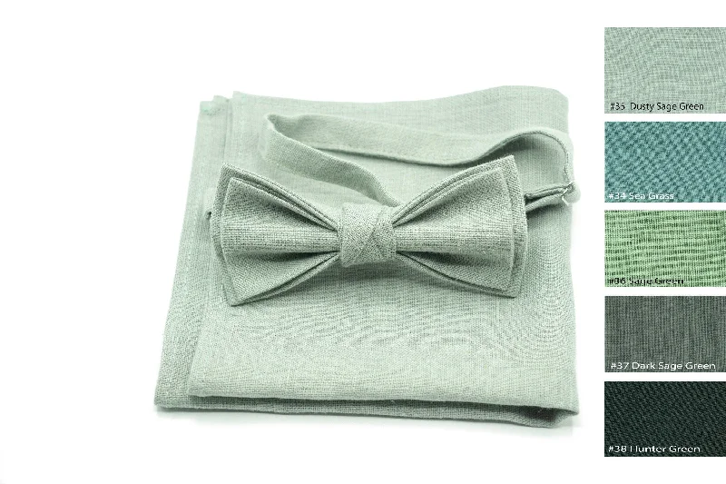 Men's tie with vibrant colors-Dusty Sage Wedding Bow Ties | Groomsman Attire, Ring Bearer Outfits & Light Green Bowties