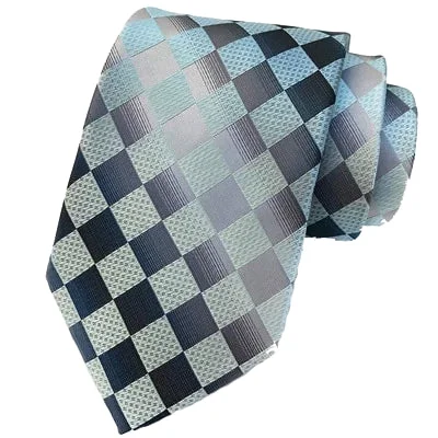 Affordable men's tie with chic patterns-Classy Men Elegant Grey Check Silk Tie