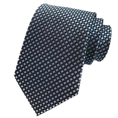 Elegant men's tie with vintage design-Classy Men Elegant Grey Grid Silk Tie