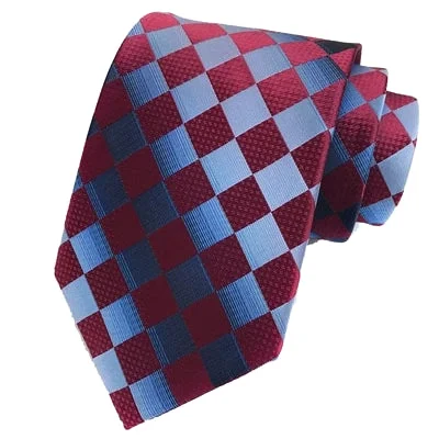 Best silk tie for job interviews-Classy Men Elegant Red Check Silk Tie