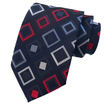 Elegant men's tie with polka dot design-Classy Men Elegant Red Square Silk Tie