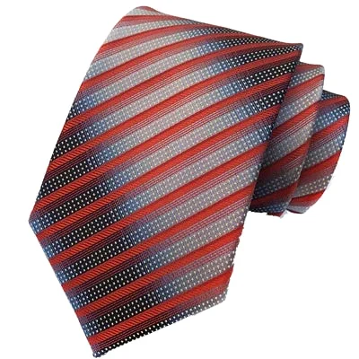 Stylish patterned tie for casual office wear-Classy Men Elegant Red Striped Silk Tie