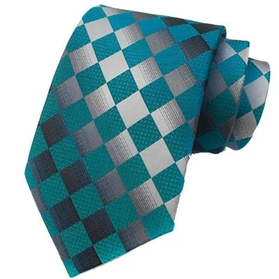 Men's tie with fine fabric for corporate events-Classy Men Elegant Teal Check Silk Tie