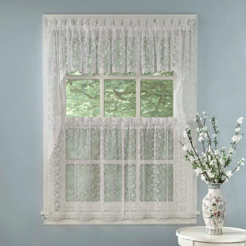 Men's tie with classic solid design-Elegant White Priscilla Lace Kitchen Curtain Pieces - Tiers/ Swag/ Tailored Valances