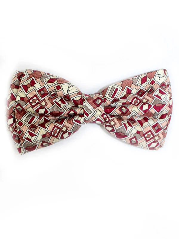 Casual men's tie for outdoor events-Emilio Pucci Silk Bow Tie Pink Geometric - Pre Tied