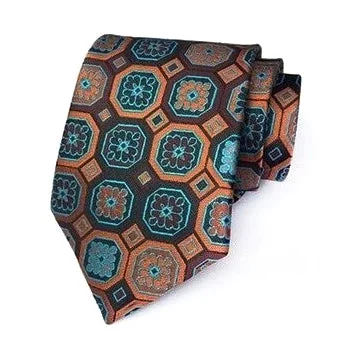 Best men's tie for wedding receptions-Classy Men Formal Bronze Ice Squared Silk Necktie