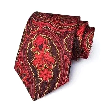 Men's tie with warm color tones for fall-Classy Men Formal Crimson Red Paisley Silk Necktie