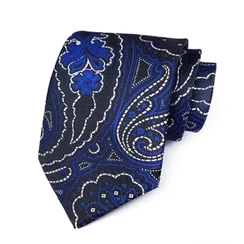 Classic men's tie with solid color block-Classy Men Formal Deep Blue Floral Silk Necktie