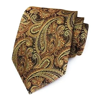 Men's silk tie for fashion-forward looks-Classy Men Formal Gold Paisley Silk Necktie