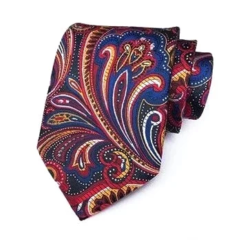 Designer men's tie for upscale meetings-Classy Men Formal Multicolor Paisley Silk Necktie