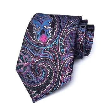 Men's tie with geometric shapes for parties-Classy Men Formal Mysterious Paisley Silk Necktie