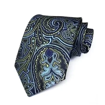 Best necktie for men's formal events-Classy Men Formal Oceanic Paisley Silk Necktie