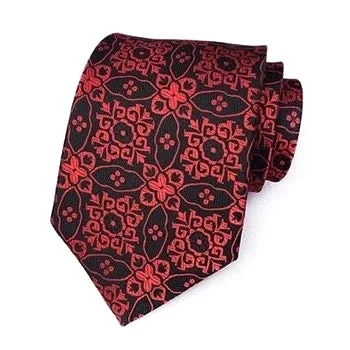 Stylish men's tie with stripes for work-Classy Men Formal Red & Black Floral Silk Necktie