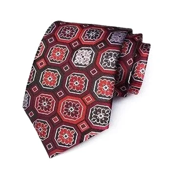 Men's tie with abstract color blocks-Classy Men Formal Red Squared Silk Necktie