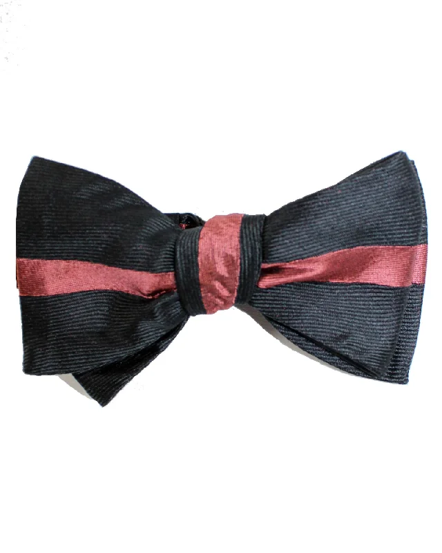 Designer tie with rich color palette-Gene Meyer Silk Bow Tie Stripe Design - Self Tie SALE