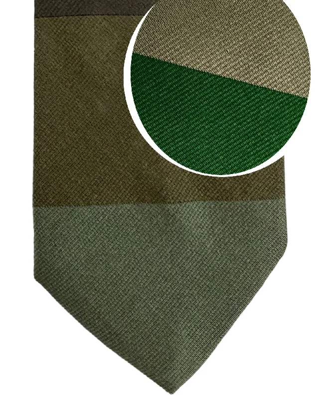 Men's patterned tie with vintage style-Gene Meyer Silk Tie Taupe Green Original Design