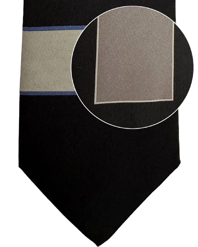 Best tie for a formal family event-Gene Meyer Tie Black Gray Design - Hand Made in Italy