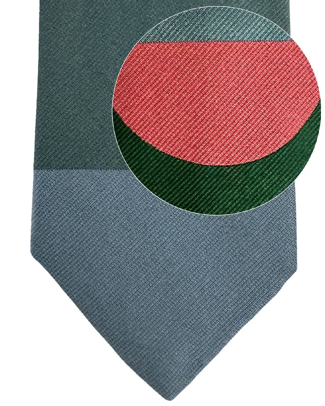 Men's tie with artistic geometric design-Gene Meyer Tie Gray-Blue Dark Green Pink Design - Hand Made in Italy