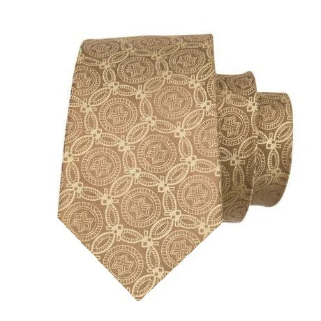 Men's tie with vintage pattern-Classy Men Gold Circles Silk Tie