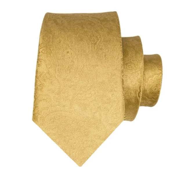 Men's silk tie with smooth texture-Classy Men Gold Floral Silk Tie