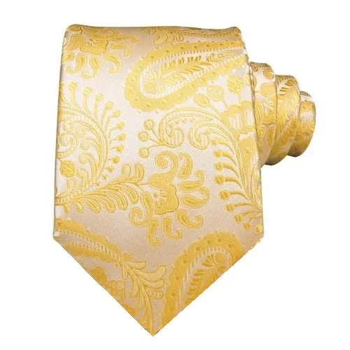 Classic red men's tie-Classy Men Gold Paisley Flower Silk Tie