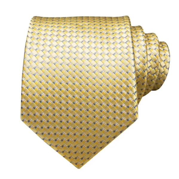 Men's tie with contrasting colors-Classy Men Gold Squared Silk Tie