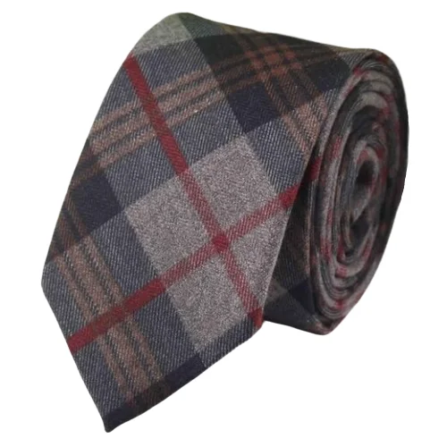 Men's tie with fine knit texture for work-Classy Men Grey Brown Red Cotton Necktie