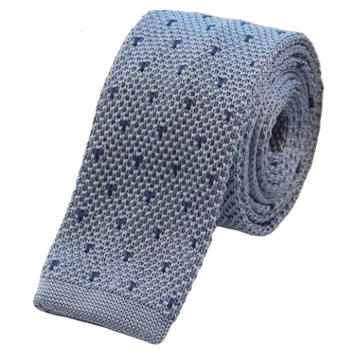 Men's tie with subtle checkered design-Classy Men Grey Dotted Square Knit Tie