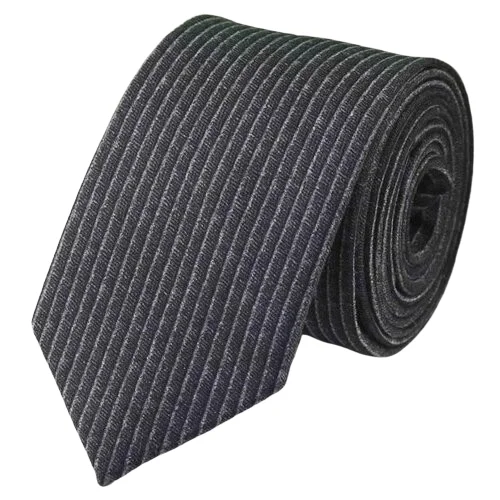 Unique men's tie with minimalistic style-Classy Men Grey Striped Cotton Necktie