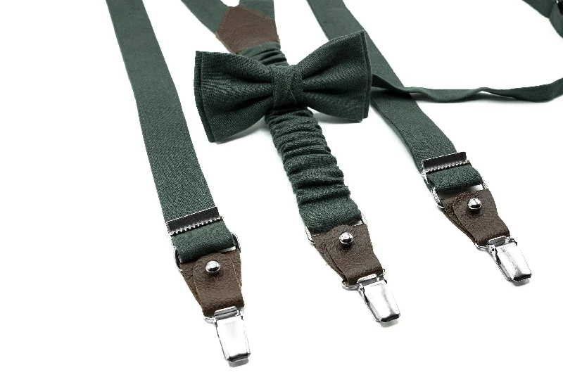 Classic navy men's tie-Hunter Green Bow Tie & Suspenders for Boys, Toddlers, Men - Perfect Wedding Accessory