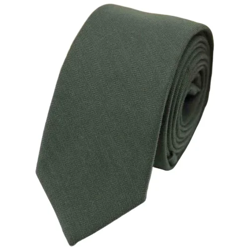 Men's tie with fine satin finish for work-Classy Men Khaki Green Cotton Necktie