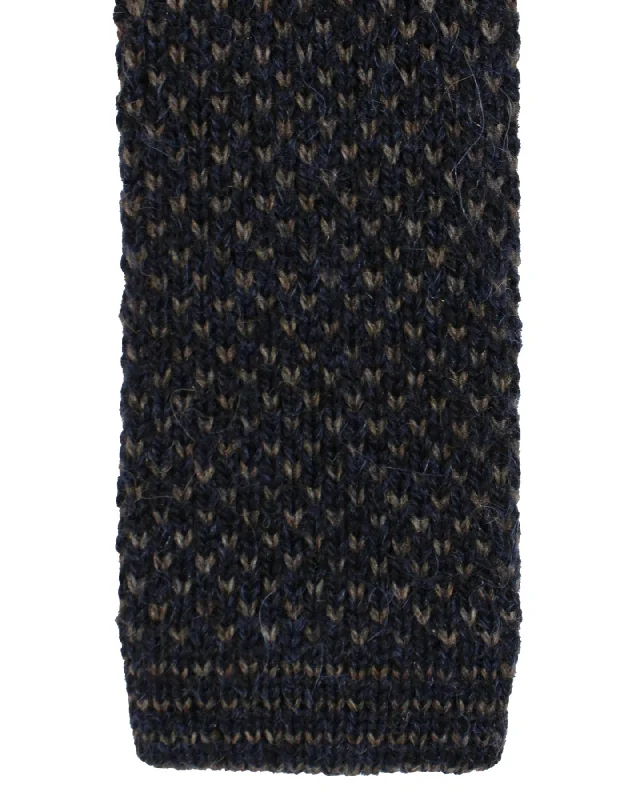 Men's tie for classic professional look-Kiton Square End Knitted Tie Black Taupe Design