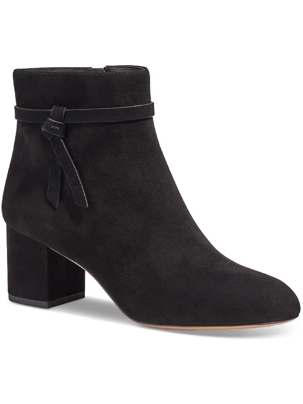 Best tie for holiday and corporate events-Knott Womens Suede Side Bow Booties