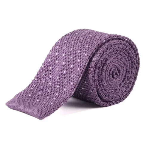 Best men's tie for wedding receptions-Classy Men Lavender Dotted Square Knit Tie