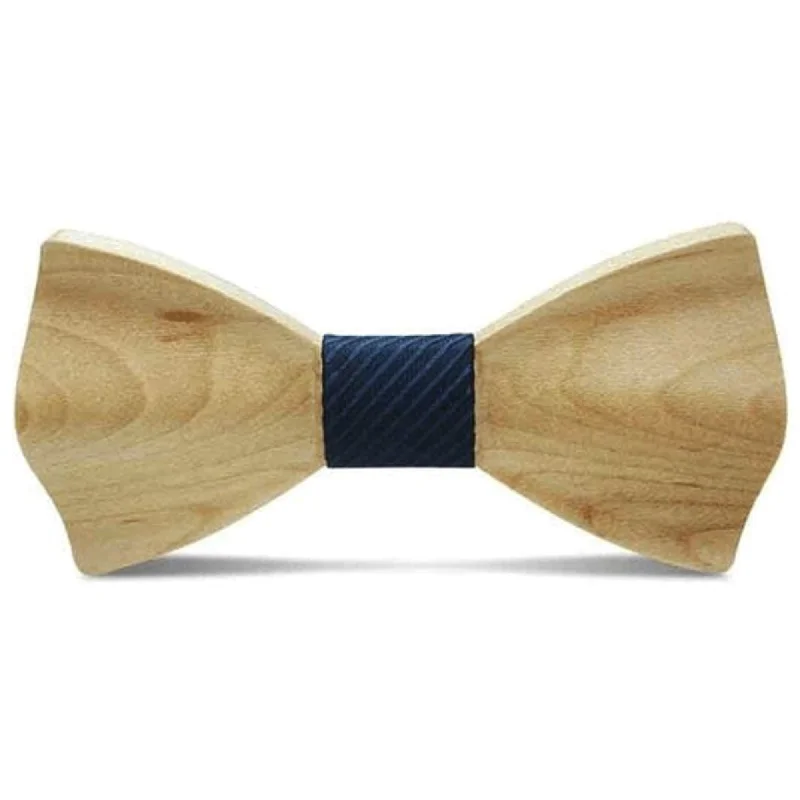 Best men's tie for family celebrations-Light Wood Navy Textured Adult Bow Tie