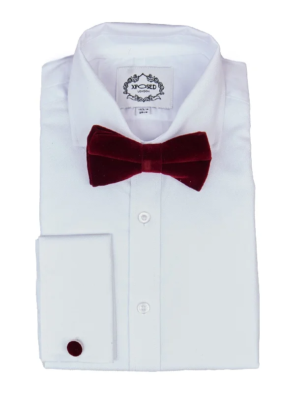 Professional men's silk tie-MAROON VELVET BOW TIE SET