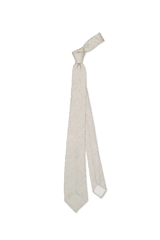 Elegant men's tie with vintage design-Mattabisch Beige with White Silk Tie