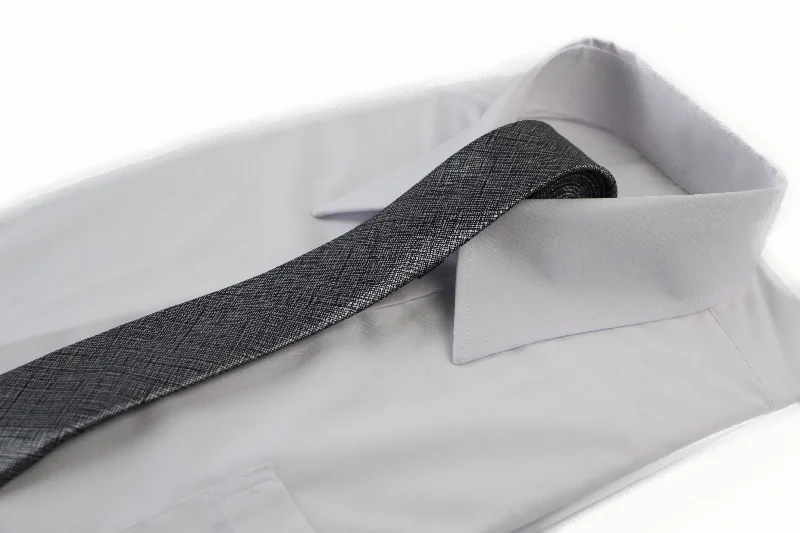 Men's tie with modern color schemes-Mens Black & Silver Line 5cm Skinny Neck Tie