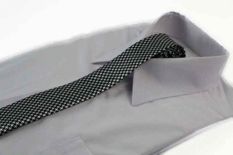 Men's tie with modern chevron design-Mens Black & White Cross 5cm Skinny Neck Tie