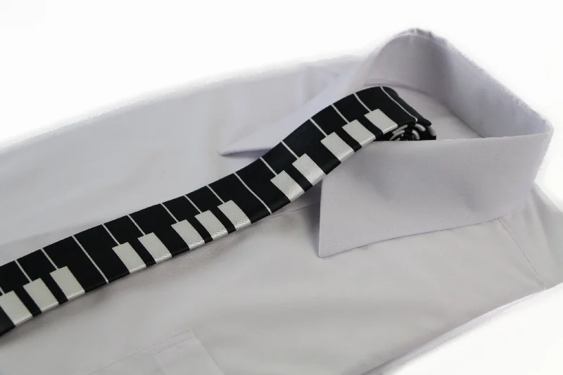 Elegant men's tie with polka dot design-Mens Black & White Piano Keys 5cm Skinny Neck Tie