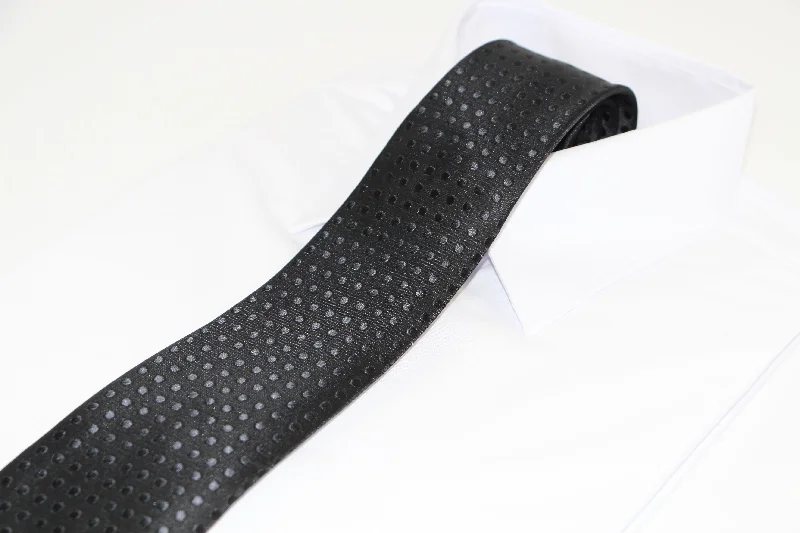 Men's tie with upscale texture for office wear-Mens Black Mini Polka Dot Patterned 8cm Neck Tie