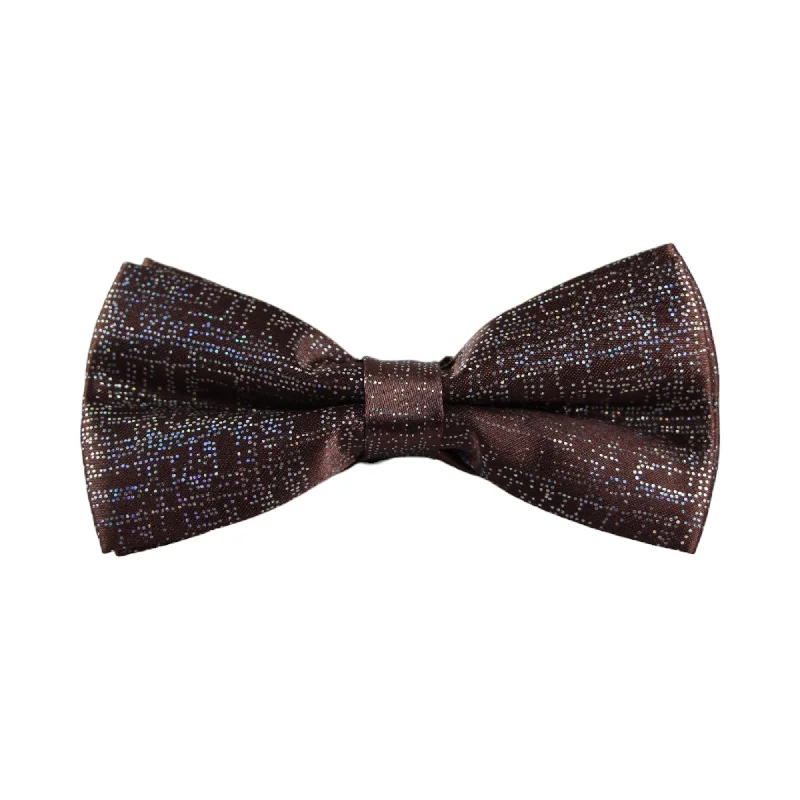 Men's tie with modern paisley pattern-Mens Brown Sparkly Glitter Patterned Bow Tie