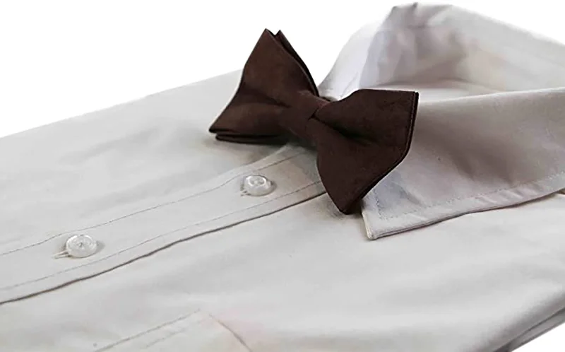 Designer tie for luxury business meetings-Mens Brown Velvet Plain Colour Bow Tie