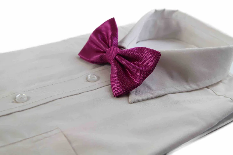 Men's tie with trendy colors for office wear-Mens Burgundy Plain Coloured Checkered Bow Tie