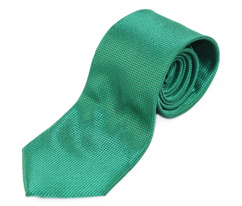 Men's tie with intricate jacquard design-Mens Green Squares Patterned 8cm Neck Tie