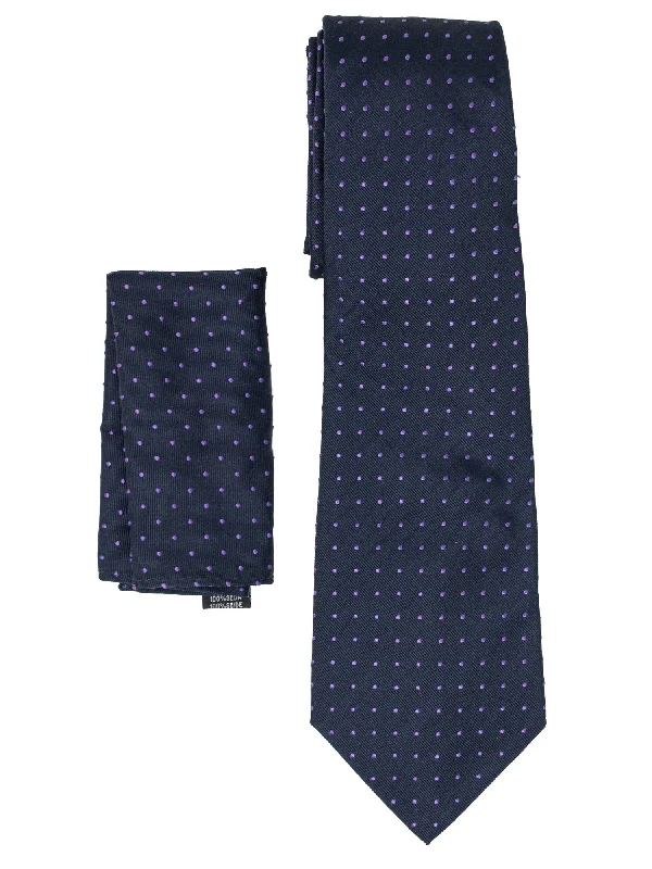 Navy With Lavender Dots