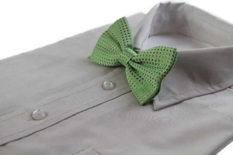 Men's tie for formal office wear-Mens Light Green Polka Dot Patterned Bow Tie