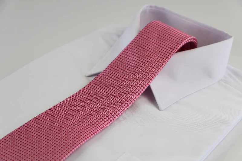 Men's tie with modern diagonal stripes-Mens Light Pink, Pink & Red Checkered Patterned 8cm Neck Tie