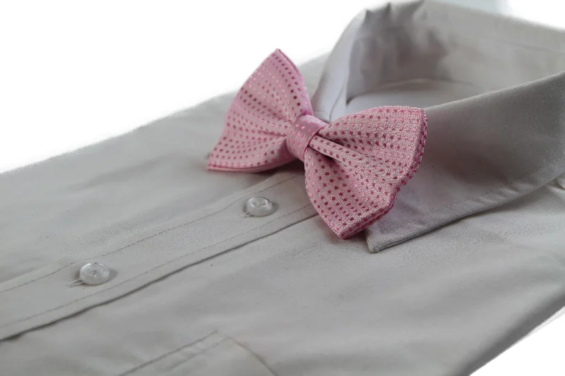 Best tie for men's holiday parties-Mens Light Pink Polka Dot Patterned Bow Tie