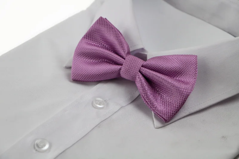 Men's tie for a garden party-Mens Lilac Plain Coloured Checkered Bow Tie